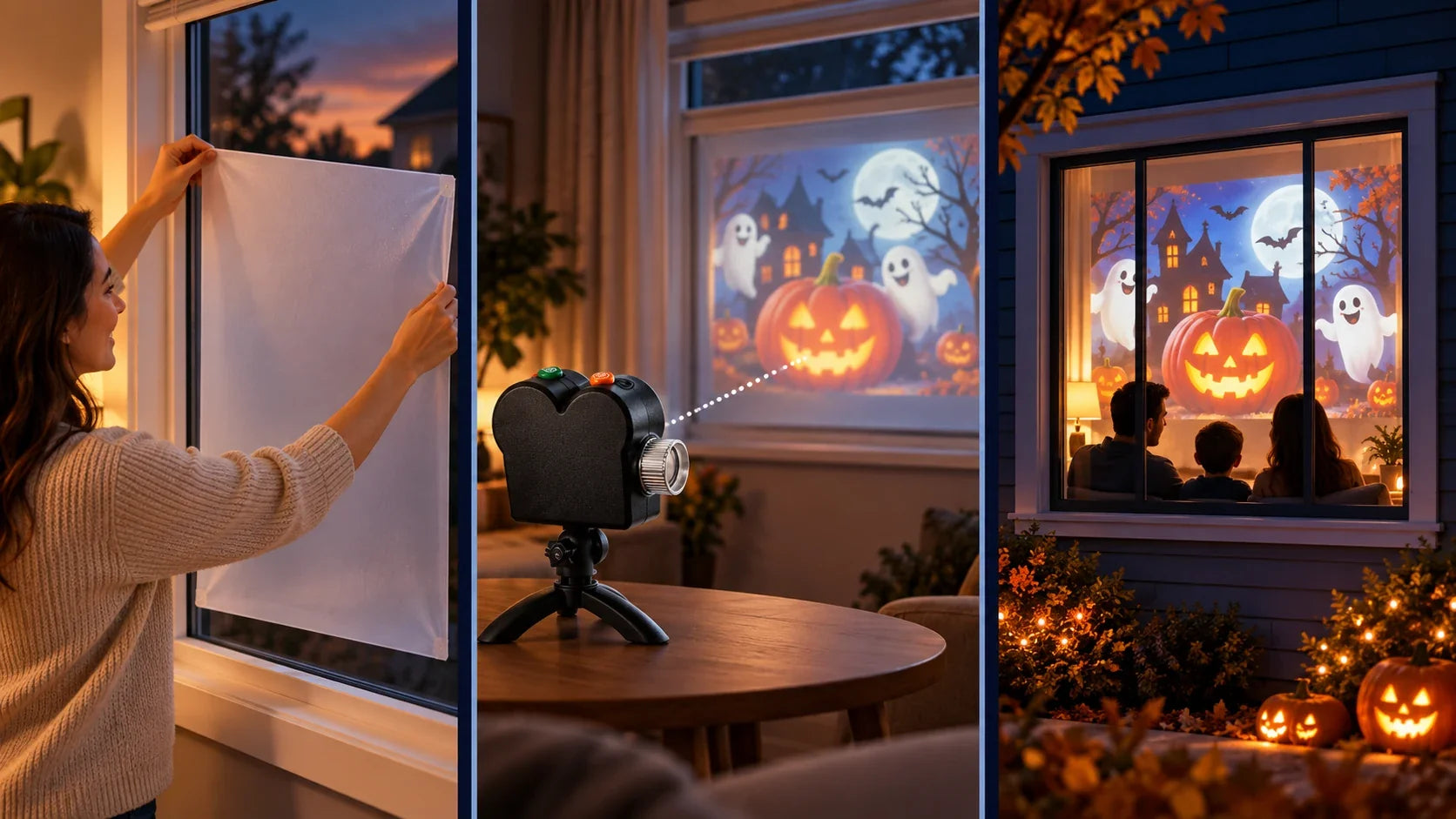 Three steps to place the projector and prepare the window