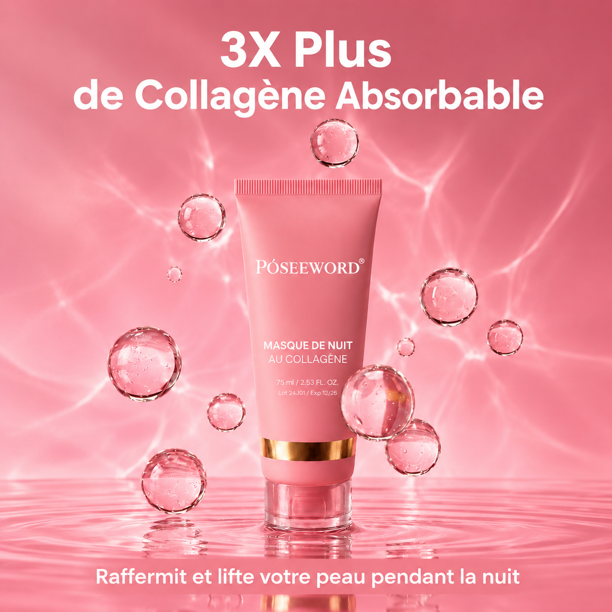 POSEEWORD Masque de nuit enveloppant au collagène