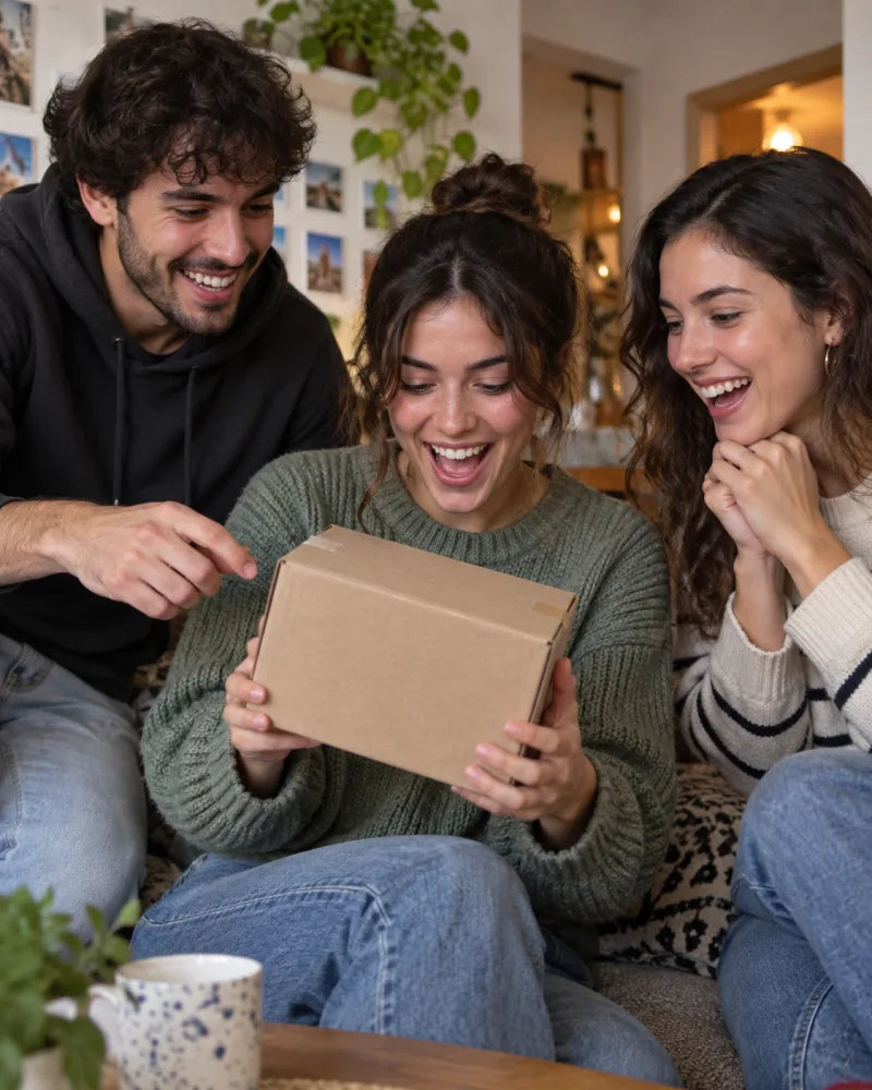 The same friends receive the package
