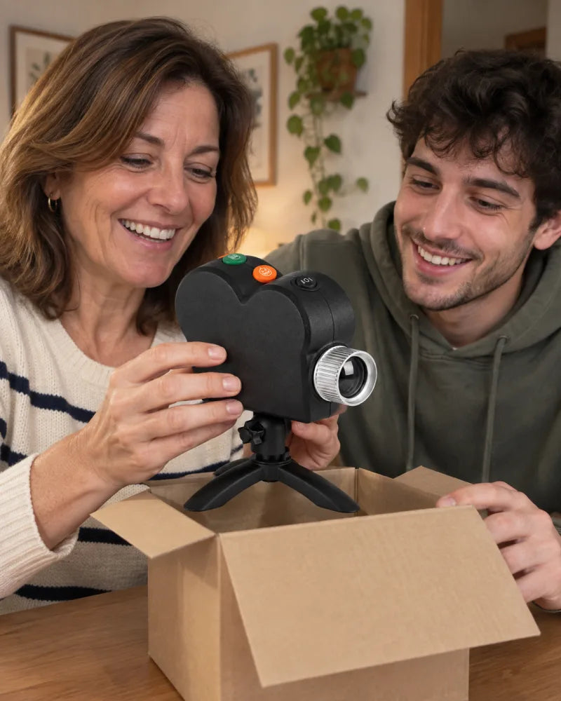 The same mother and son open the package